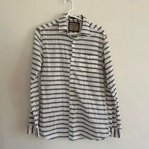 Hudson Barrow NYC grey striped button down shirt